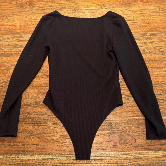 A New Day Black Long Sleeve Ribbed One Piece - Picture 5 of 6